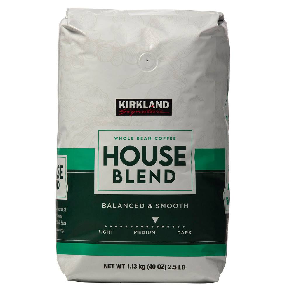 Kirkland Signature House Blend Whole Bean Coffee, Medium Roast, 2.5 lbs
