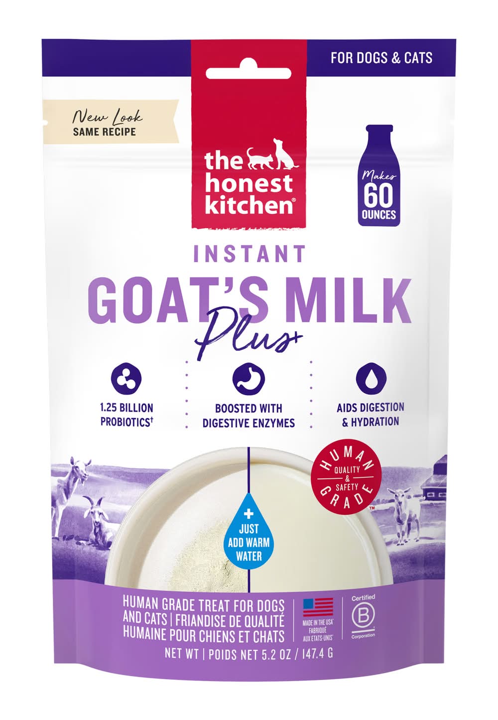 The Honest Kitchen Instant Goat's Milk Plus+ Pouch Dog Food, 5.2 oz.