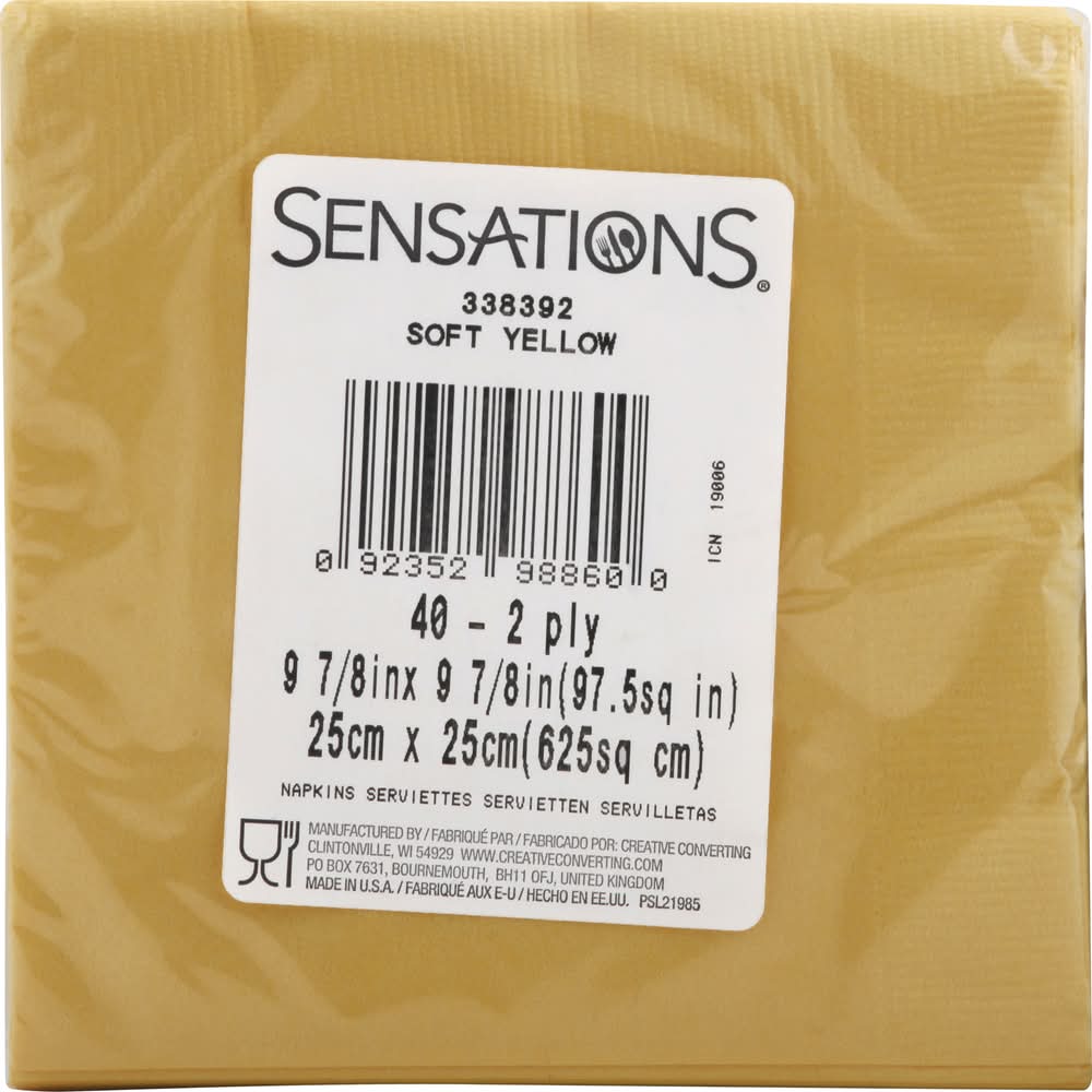 Sensations Soft Yellow 2 Ply Napkins (3.2 oz)
