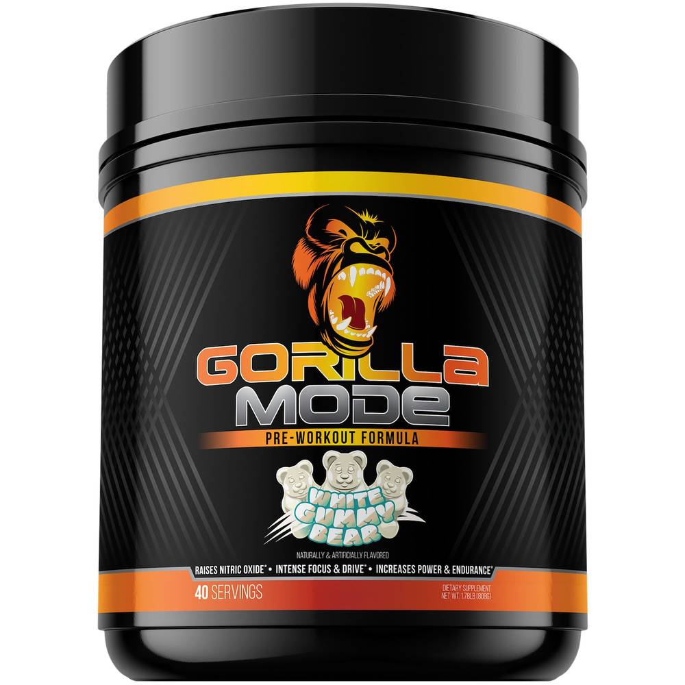 Gorilla Mind Pre Workout Formula 40 Servings (1.78 lb) (white gummy bear)