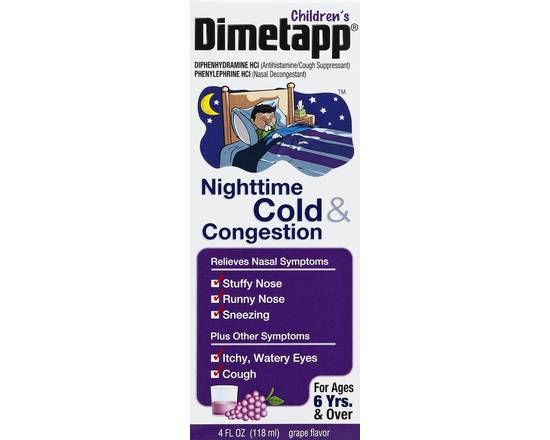 Dimetapp · Children's Nighttime Cold & Congestion Grape Syrup (4 fl oz)