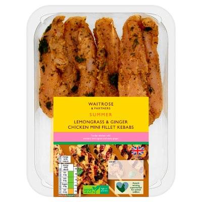 Waitrose & Partners Summer Lemongrass & Ginger Chicken Mini Fillet Kebabs 