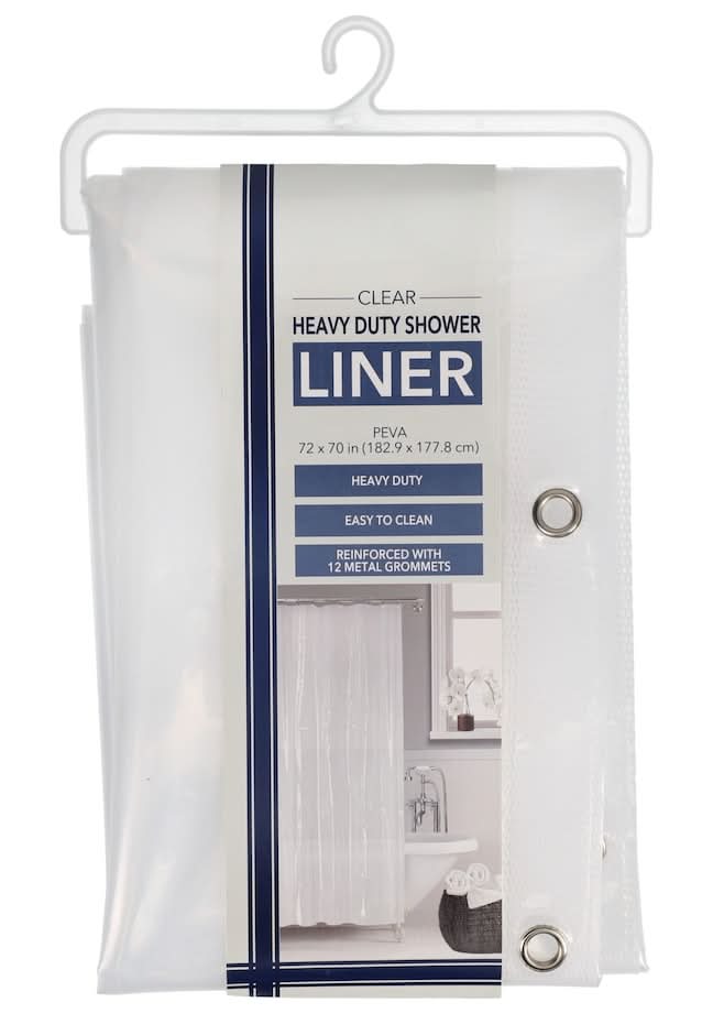 Clear Heavy Duty Plastic Shower Liners, 70x72 in, White