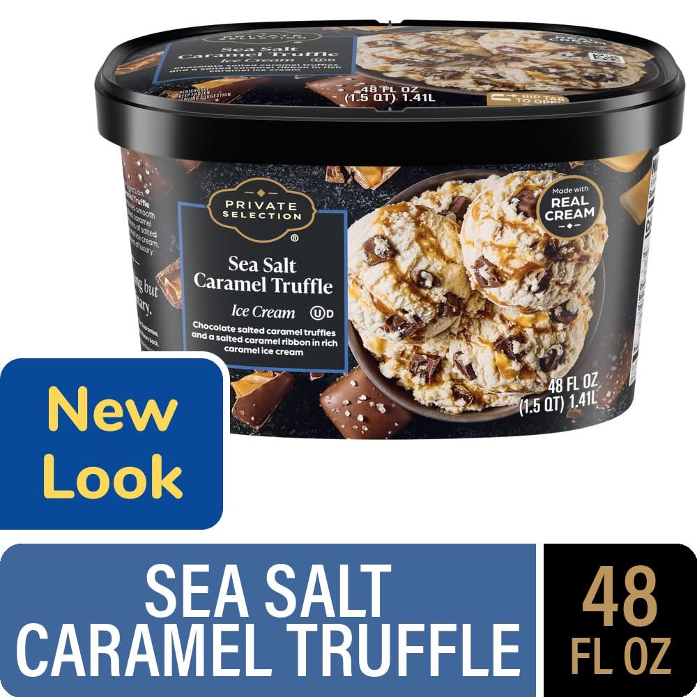 Private Selection Ice Cream Tub, Sea Salt Caramel Truffle (48 fl oz)
