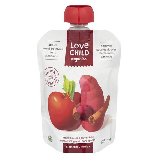 Love Child Organics Organic Puree, Apples Sweet Potatoes Beets & Cinnamon (128 ml)