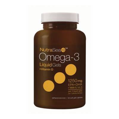 Nutrasea Omega-3 + Vitamin D Liquid Gels 1250 mg (60 units)