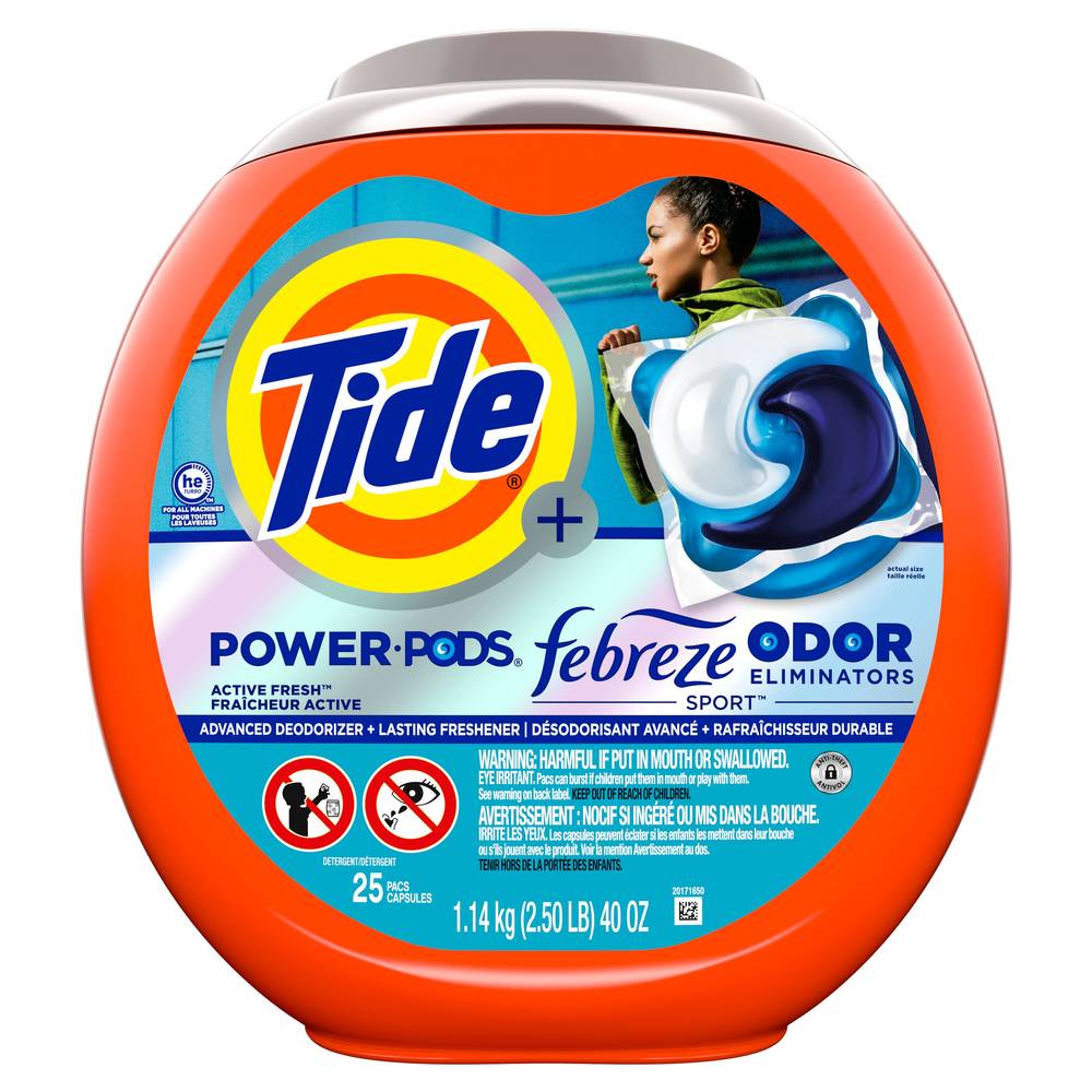 Tide Power Pods Laundry Detergent Pacs With Febreze, Spring & Renewal Scent, 25 Ct