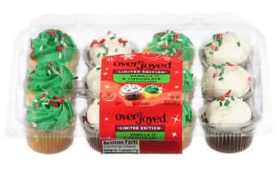Overjoyed Mini Vanilla & Chocolate Holiday Cupcakes - 10 Oz
