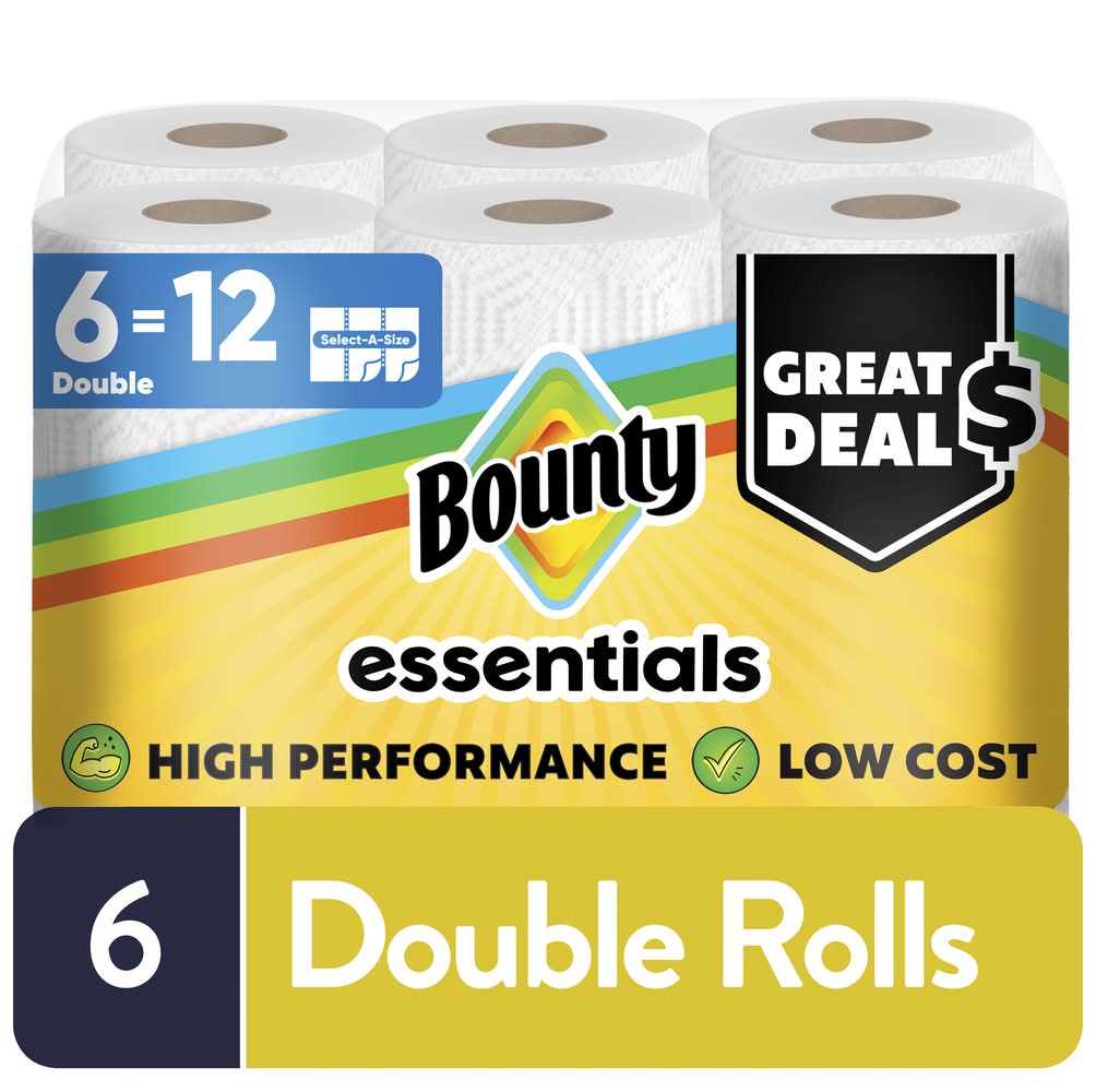 Bounty Essentials High Performance Paper Towels, 10.9x5.8 in, White (6 ct)