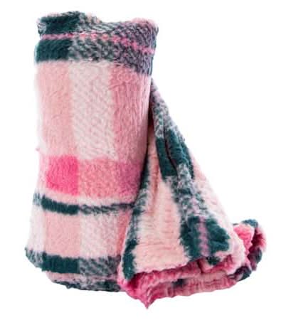 Printed Sherpa Throw Blanket 50in x 60in Pink Plaid