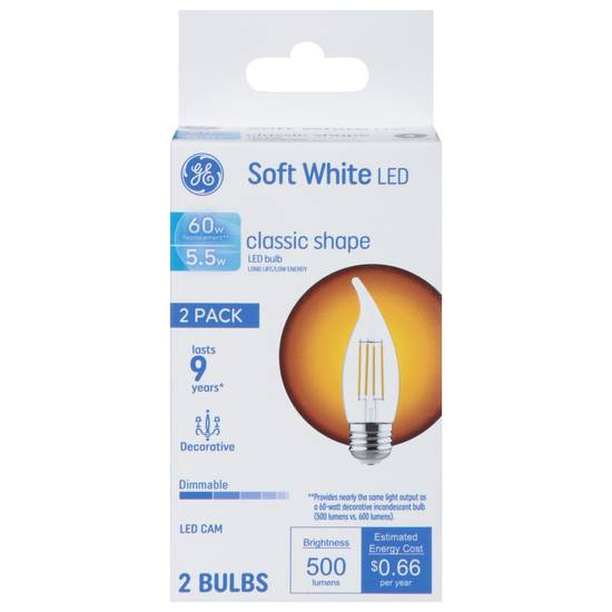 Ge Lighting 5.5 Watts Soft Classic Shape Led Light Bulbs (white)(2 ct)