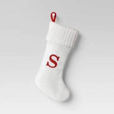 Knit Monogram Christmas Stocking White S - Wondershop™