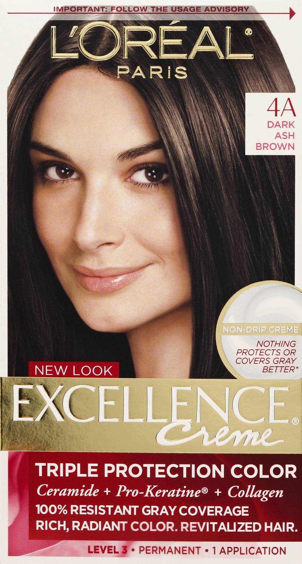 L'Oréal Paris Excellence Creme 4a Dark Ash Brown Permanent Haircolor (9.2 oz)