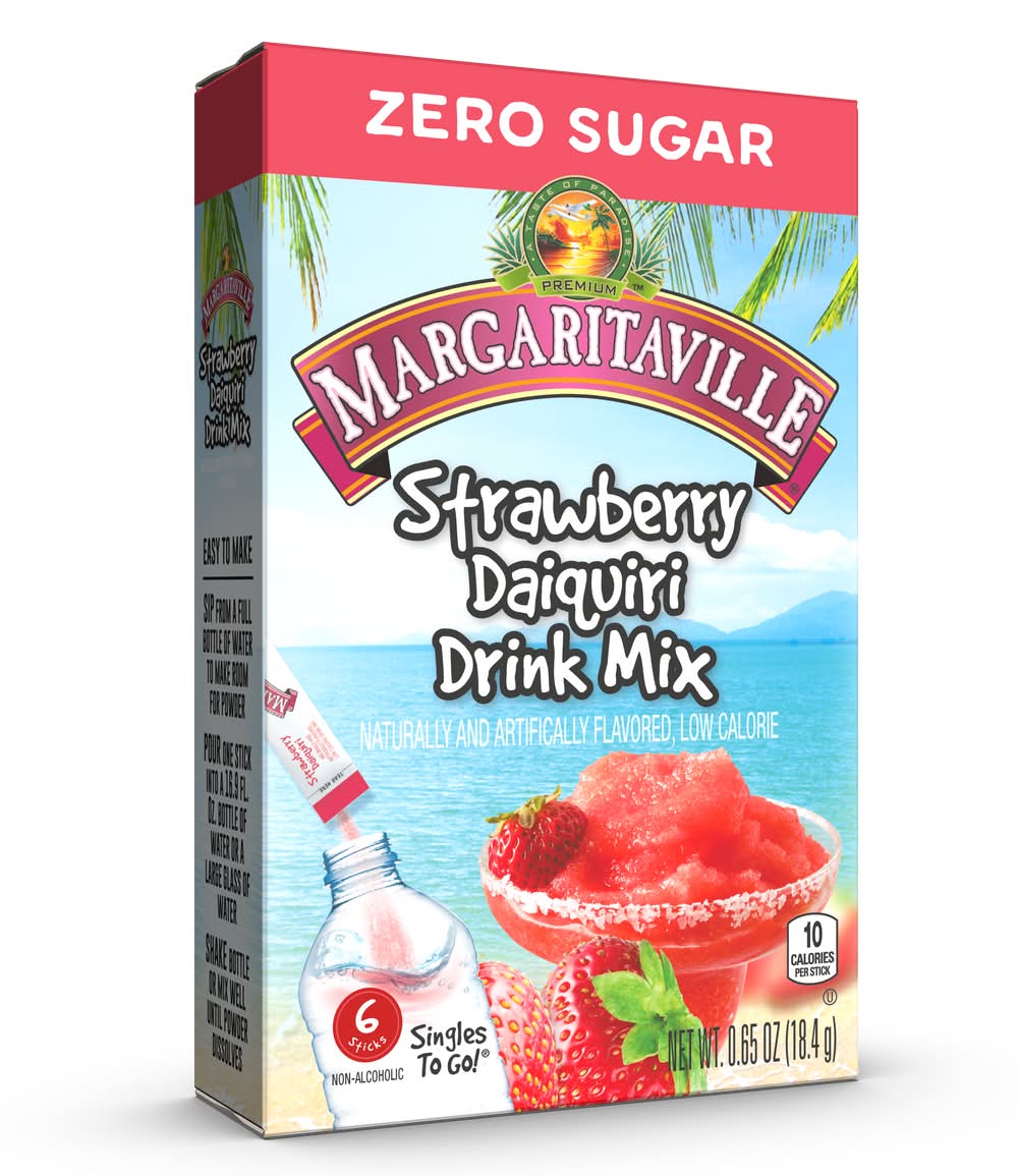 Margaritaville Zero Sugar Daiquiri Drink Mix, Strawberry (0.65 oz, 6 ct)