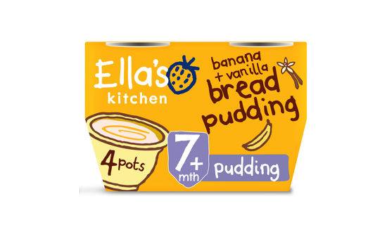 Ella's Kitchen Organic Banana and Vanilla Bread Pudding Baby Dessert Pot Multipack 7+ Months 4pk