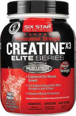 SixStar Pro Nutrition Creatine X3 Powder, Fruit Punch (1.13 kg)