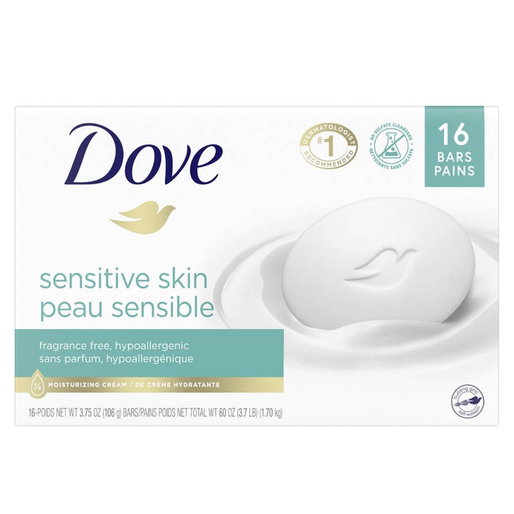 Pain De Savon Dove Pour Peau Sensible , 16 X 106 G