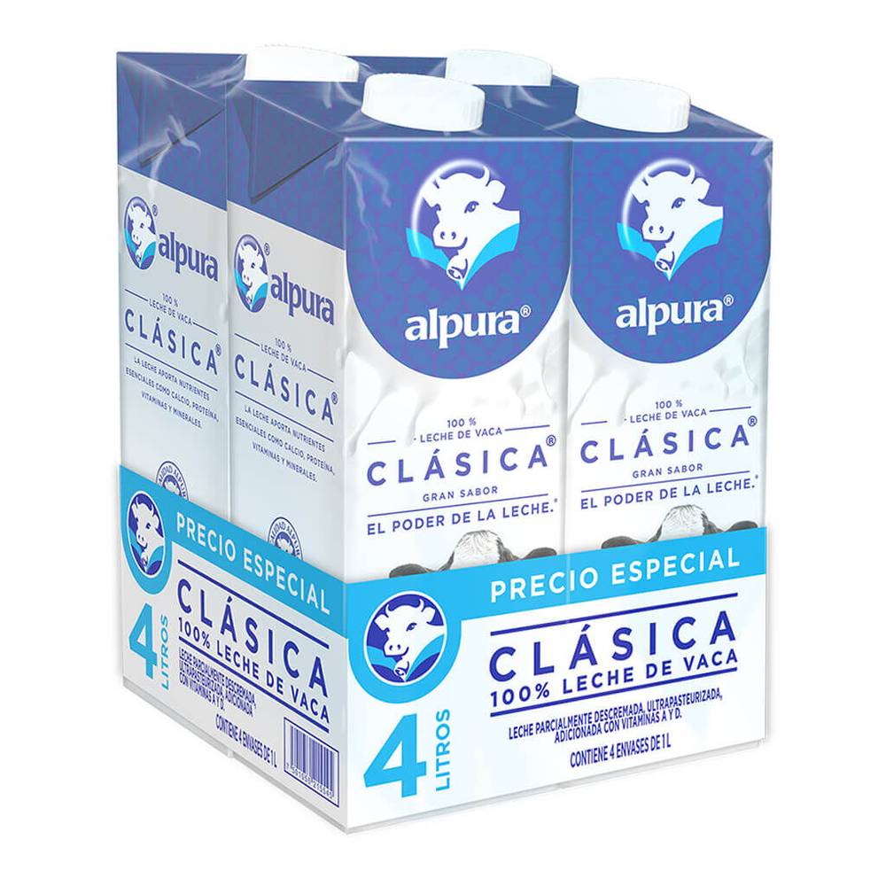 Alpura leche clásica entera (4 pack, 1 l)
