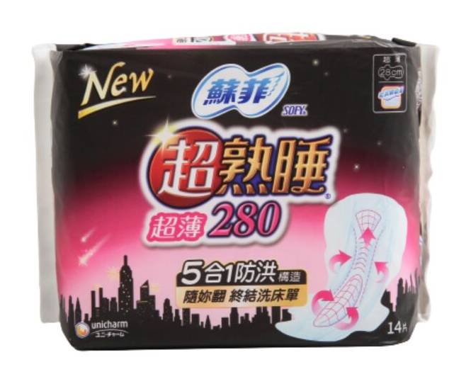 蘇菲超熟睡超薄乾爽瞬吸28cm*14片 #40033371