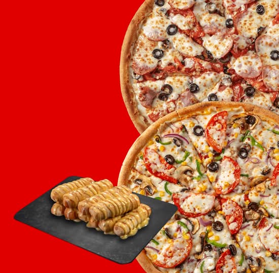 2 Pizzas familiares + Palitos