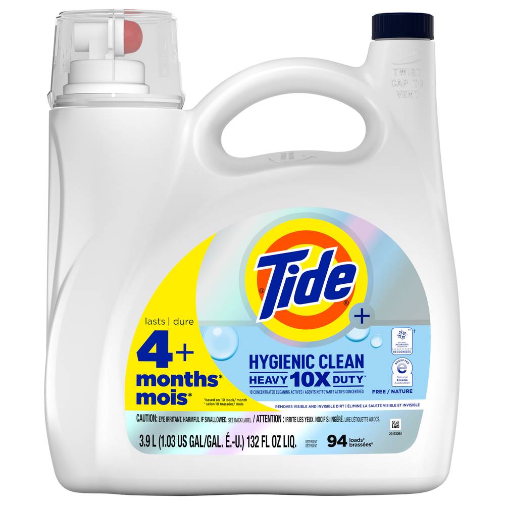 Tide Plus Hygienic Clean Heavy Duty 10x Free Liquid Laundry Detergent (132 fl oz)