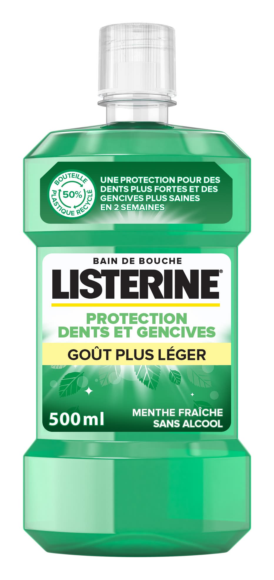 Listerine - Bain de bouche protection dents et gencives goût plus léger (500ml)