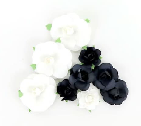 Black & White Paper Flower Embellishments By Recollections