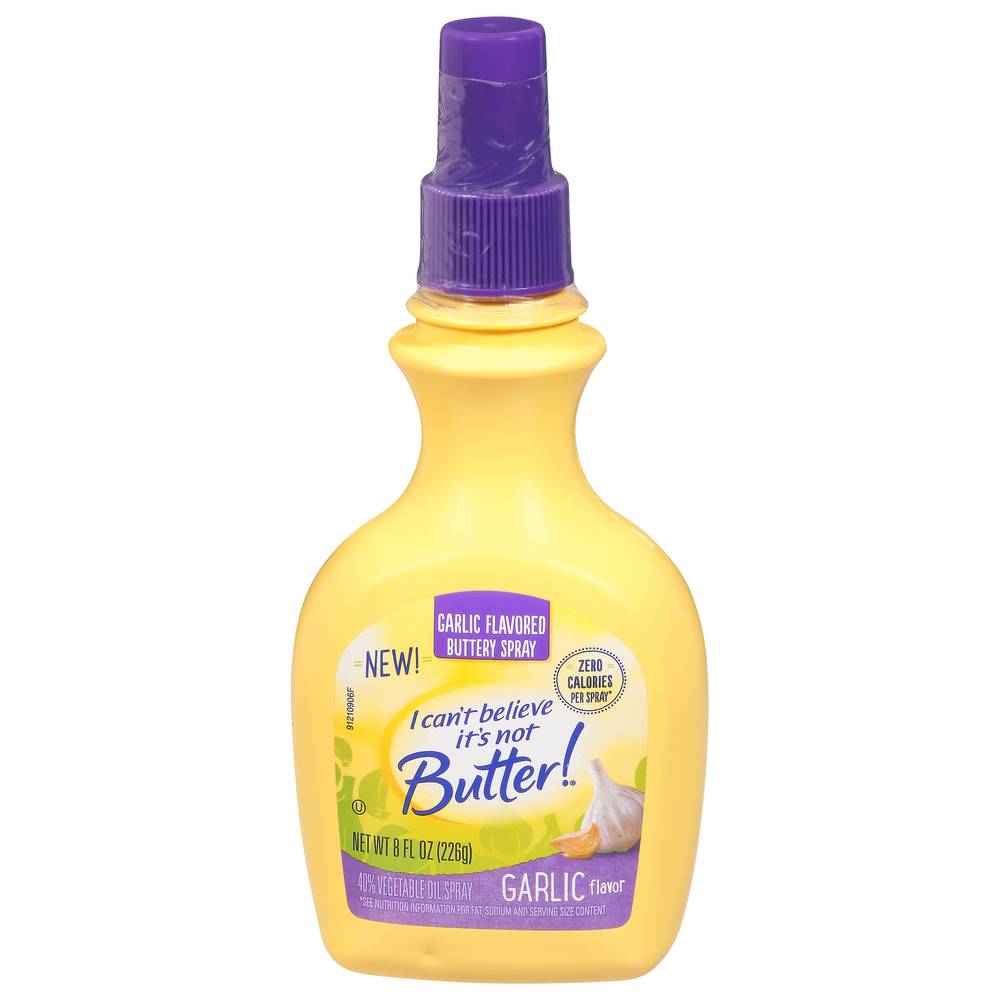 I Can't Believe It's Not Butter! Vegetable Oil Buttery Spray, Garlic Flavor (8 fl oz)