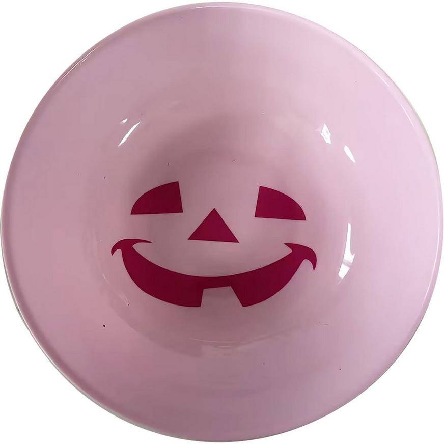 Breast Cancer Awareness Pink Halloween Plastic Serving Bowl, 11in