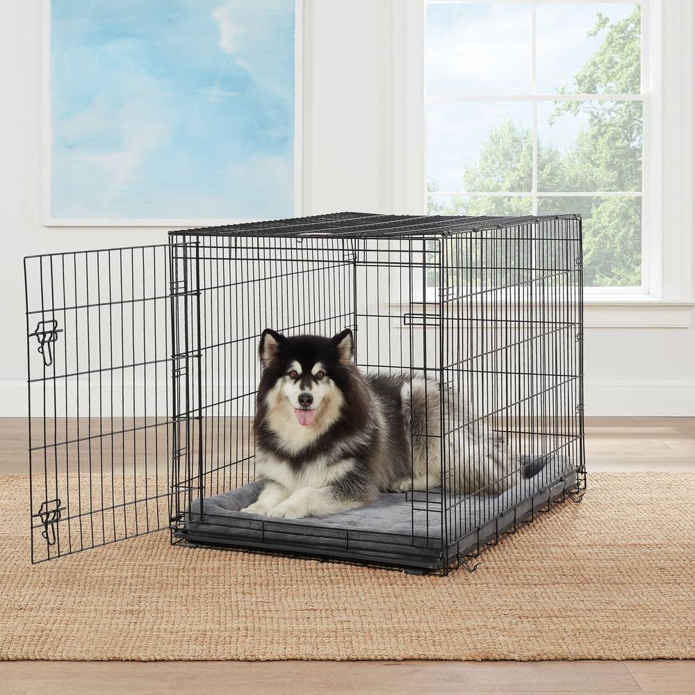 Top Paw® Single Door Folding Wire Dog Crate (Color: Black, Size: 48\"L X 30\"W X 32\"H)