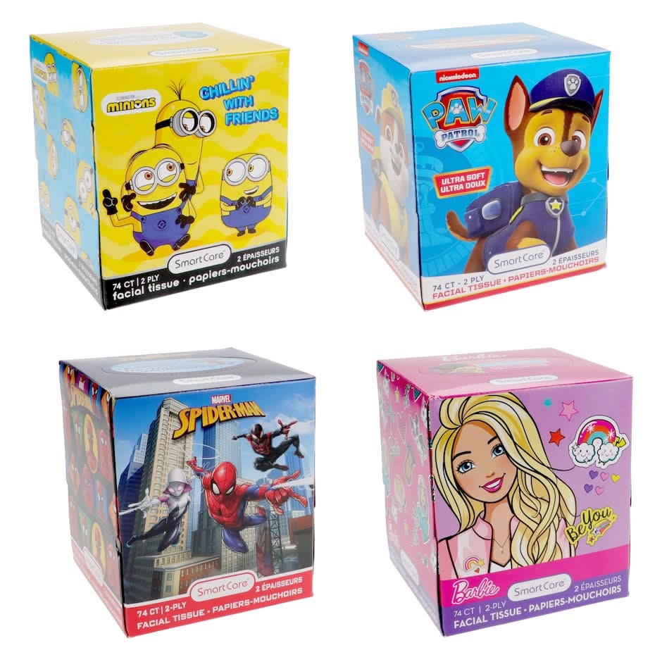 Brush Buddies Assorted Smart Care 2-ply Licensed Character Facial Tissues (4 x 74 ct)