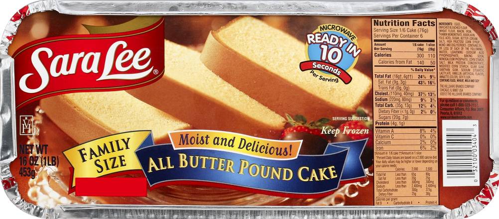 Sara Lee Family Size All Butter Pound Cake
