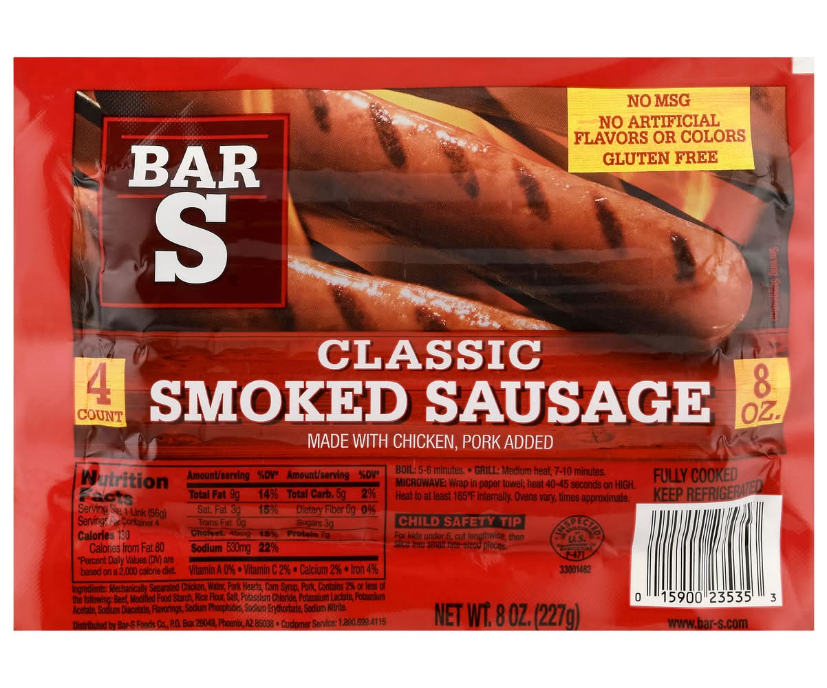 Bar-S Classic Smoked Sausage (8 oz, 4 ct)