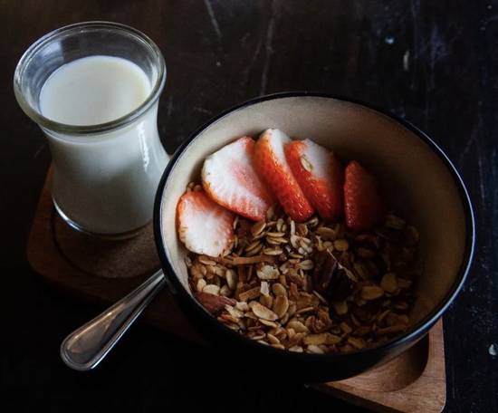Granola with Dried Fruit and milk