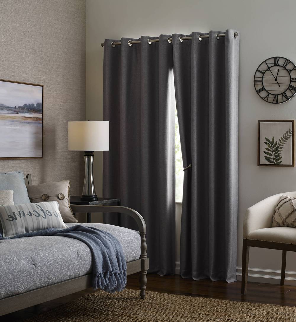 allen + roth 84-in Grey Geometric Blackout Thermal Lined Grommet Single Curtain Panel | 5030738