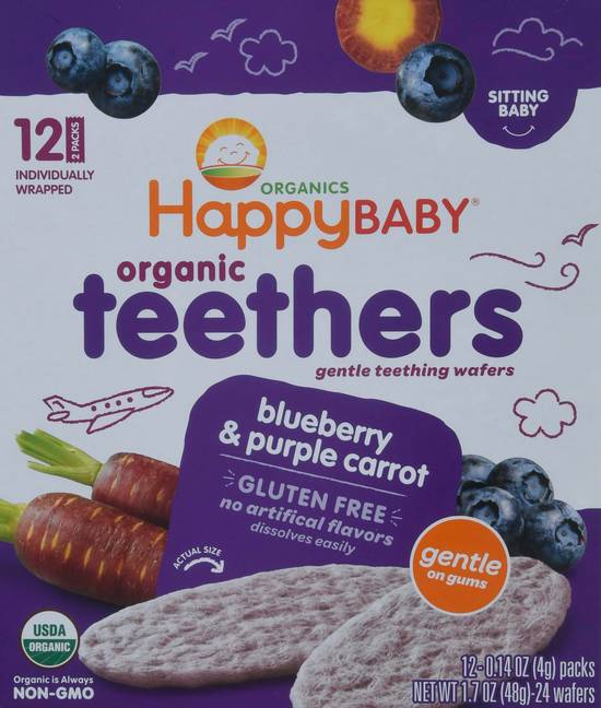 Happy Baby Organic Teethers Blueberry & Purple Carrot (12 ct)