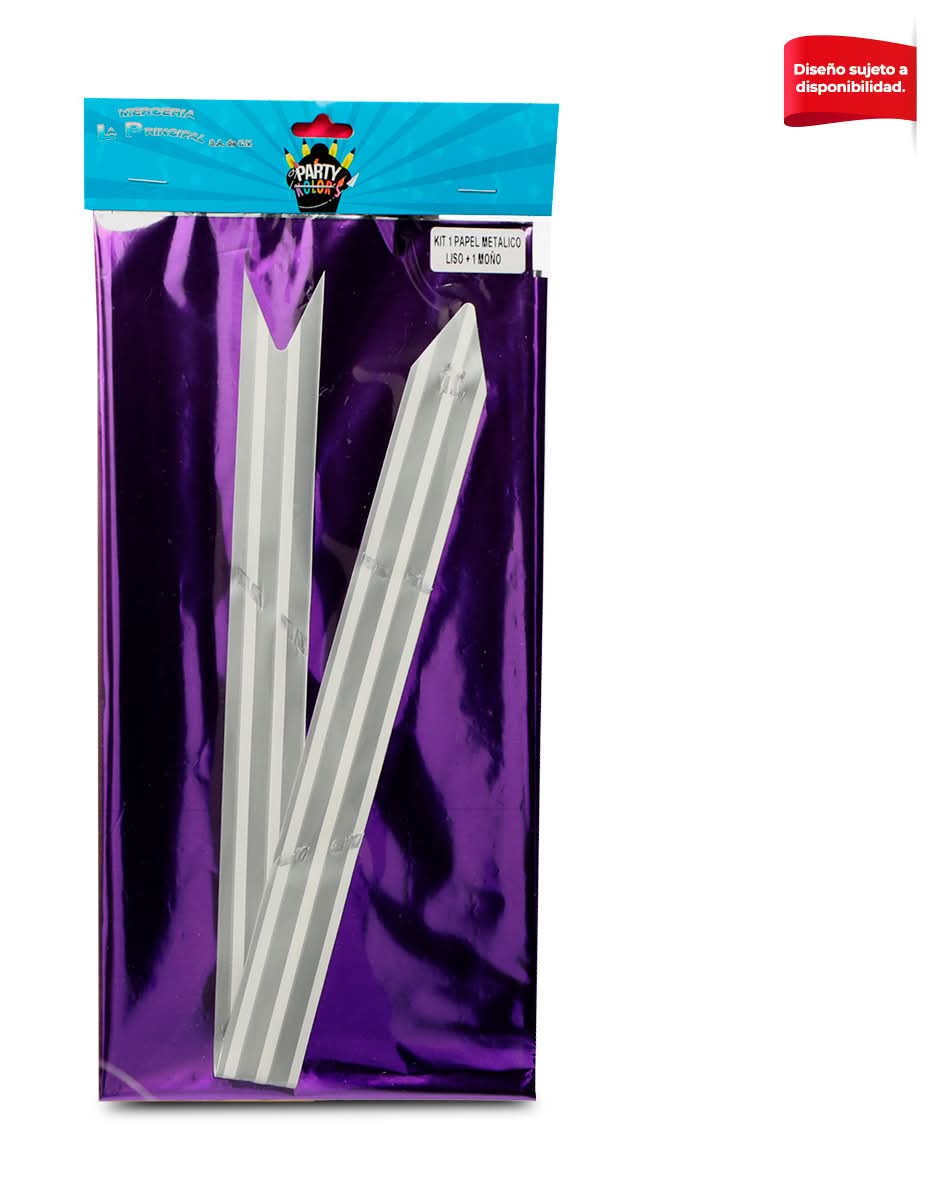 Merceria La Principal · Kit papel metálico liso + moño, surtido