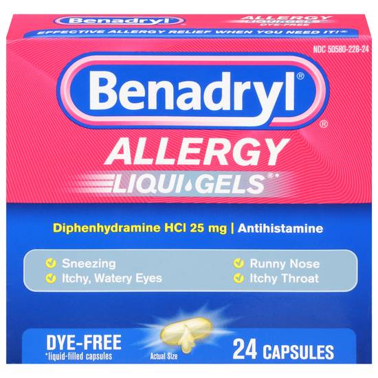 Benadryl Liqui-Gels Dye-Free Allergy Capsules