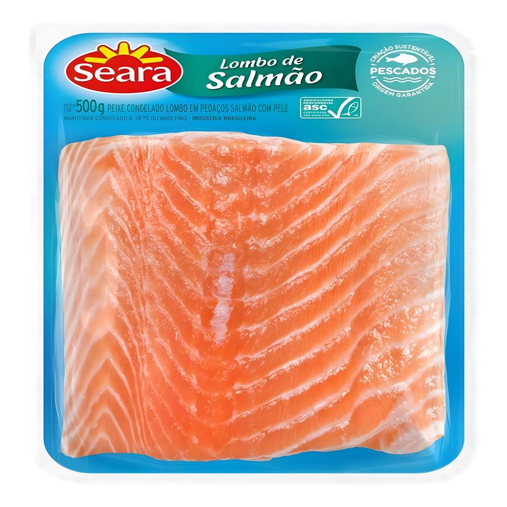 Seara filé de salmão congelado em pedaços com pele