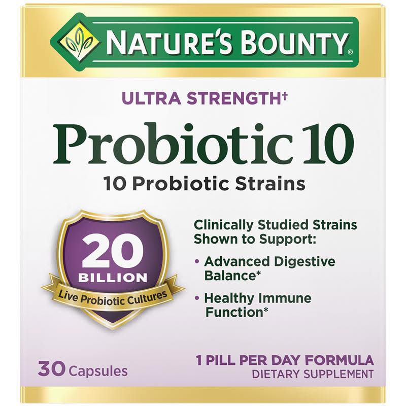 Nature's Bounty Ultra Strength Probiotic Dietary Supplement Capsules (3.2 oz, 30 ct)