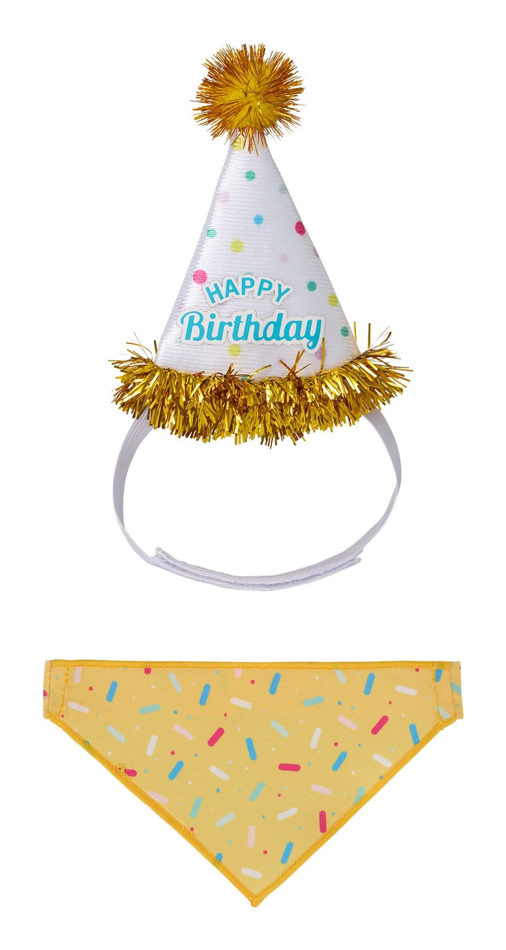 Life of The Party® Small Pet Birthday Hat & Bandana Costume (Color: Multi Color)