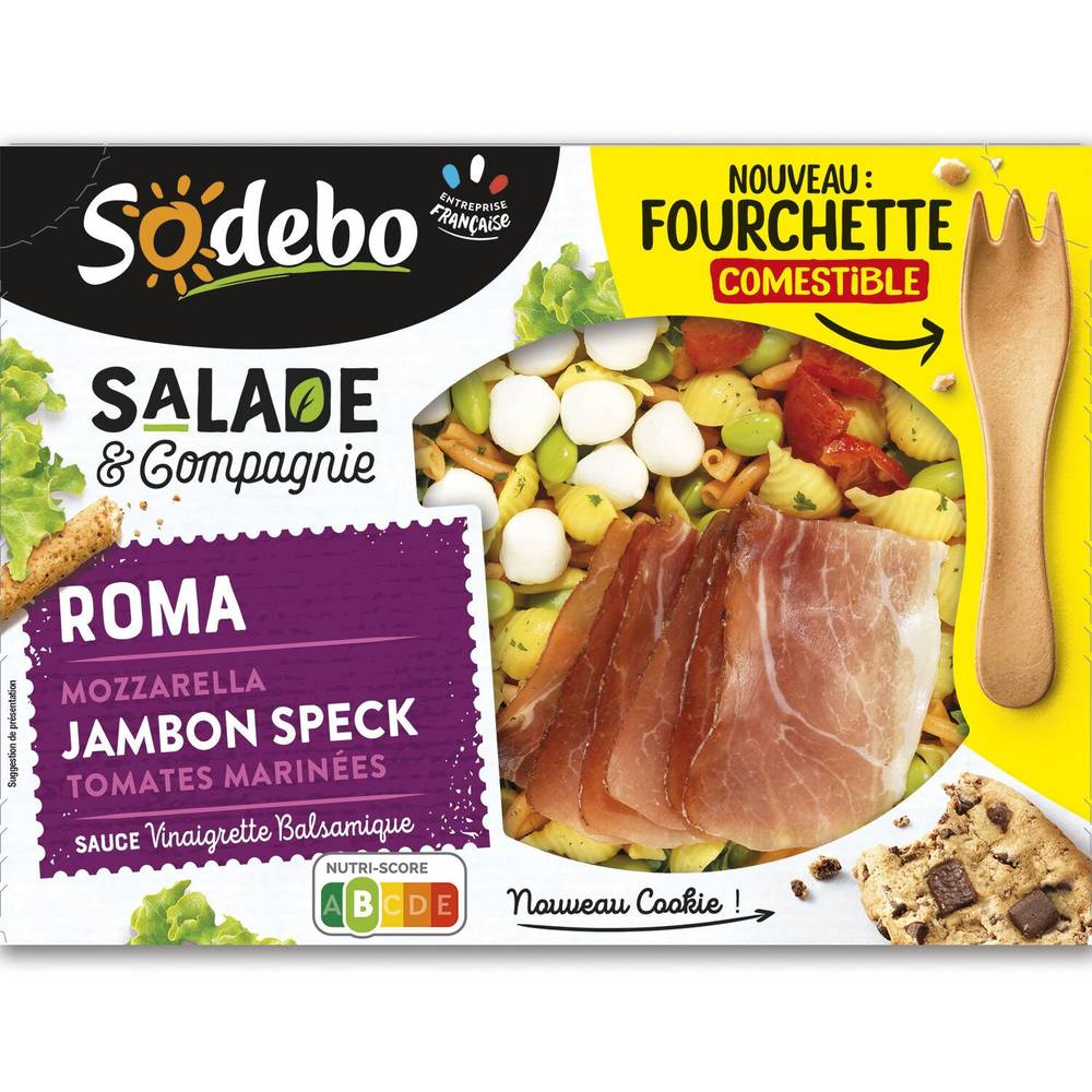 Salade Roma pâtes jambon speck crudités mozzarella SODEBO - le coffret de 320 g