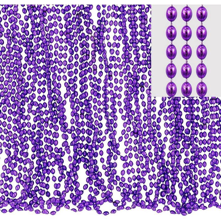 Party City Metallic Bead Necklaces, 30 Inch, Purple (50 ct)