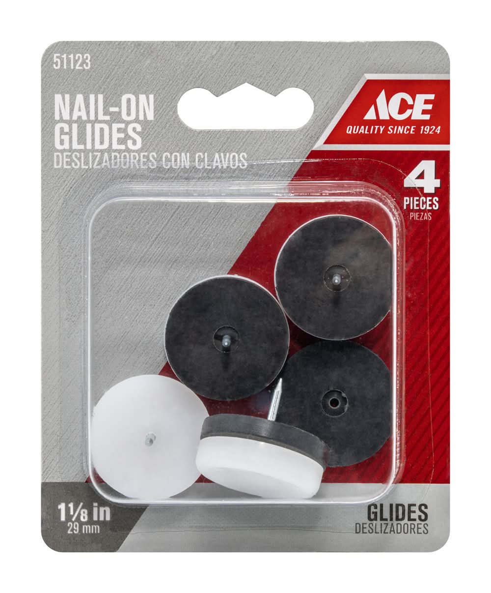 ACE White 1-1/8 In. Nail-On Plastic Cushioned Glide 1 Pk