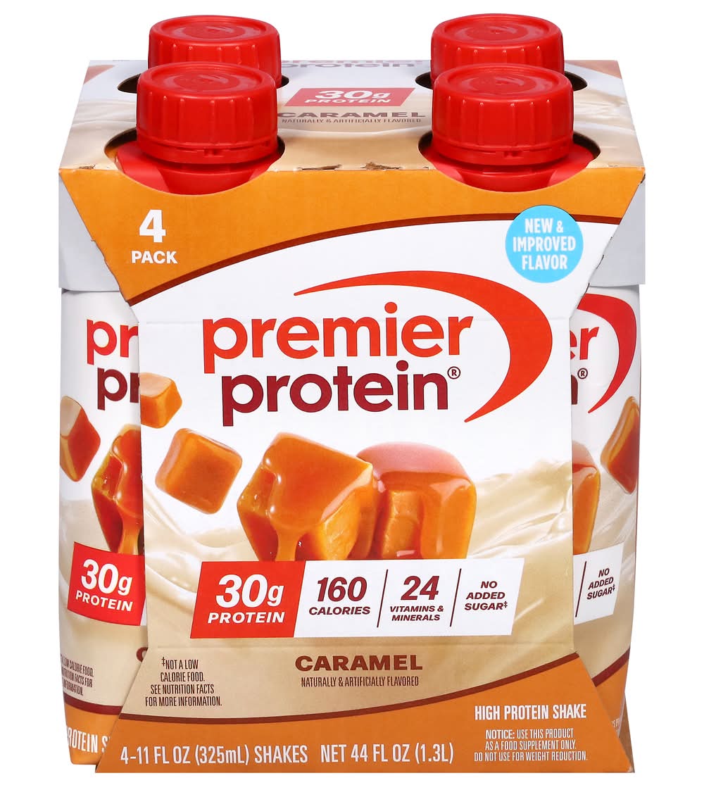 Premier Protein High Protein Shake Drinks, Caramel (4 x 11 fl oz)