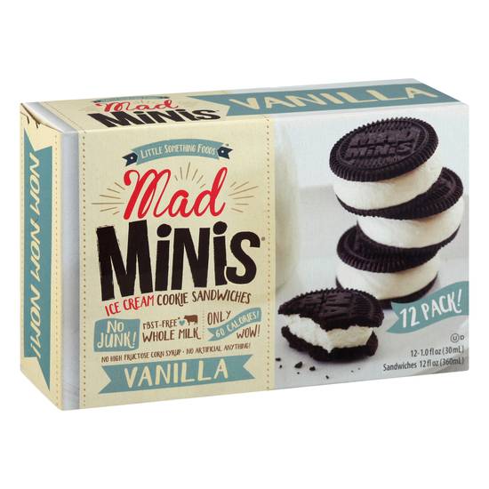 Little Something Foods Mad Minis Vanilla Ice Cream Cookie Sandwiches (12 ct)