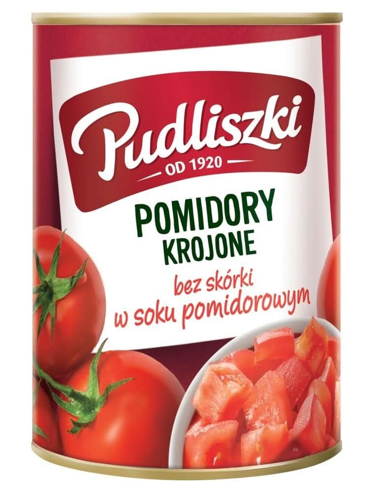 Pudliszki Pomidory krojone bez skórki w soku pomidorowym 400 g