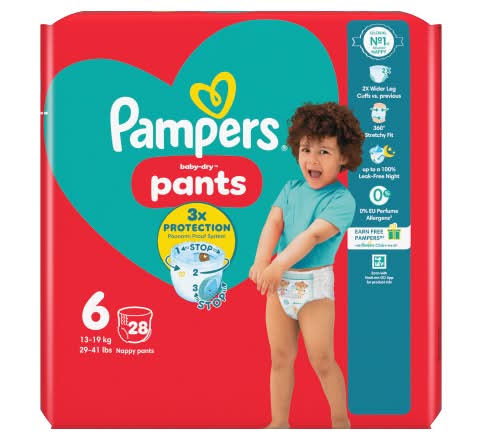 Pampers 6, Baby-Dry Nappy Pants (28 pack)