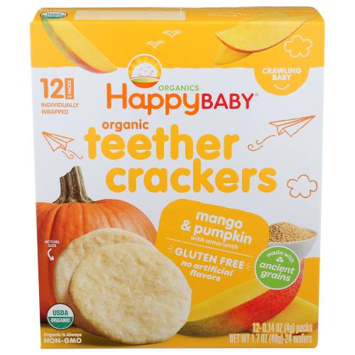 Happy Baby Organic Mango & Pumpkin Teether Crackers 12 Pack