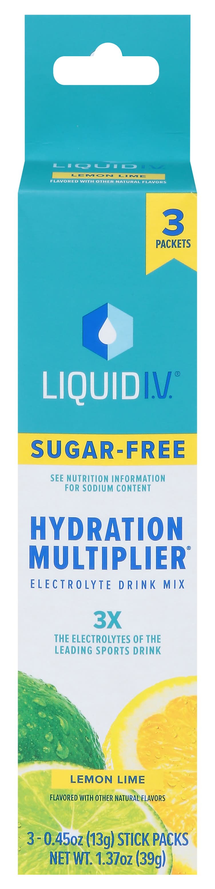 Liquid I.V. Hydration Multiplier Electrolyte Drink Mix, Lemon Lime (1.37 oz, 3 ct)
